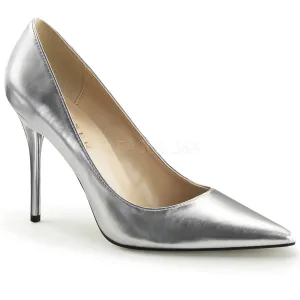 4 Inches Silver Metallic Classic Stilettos
