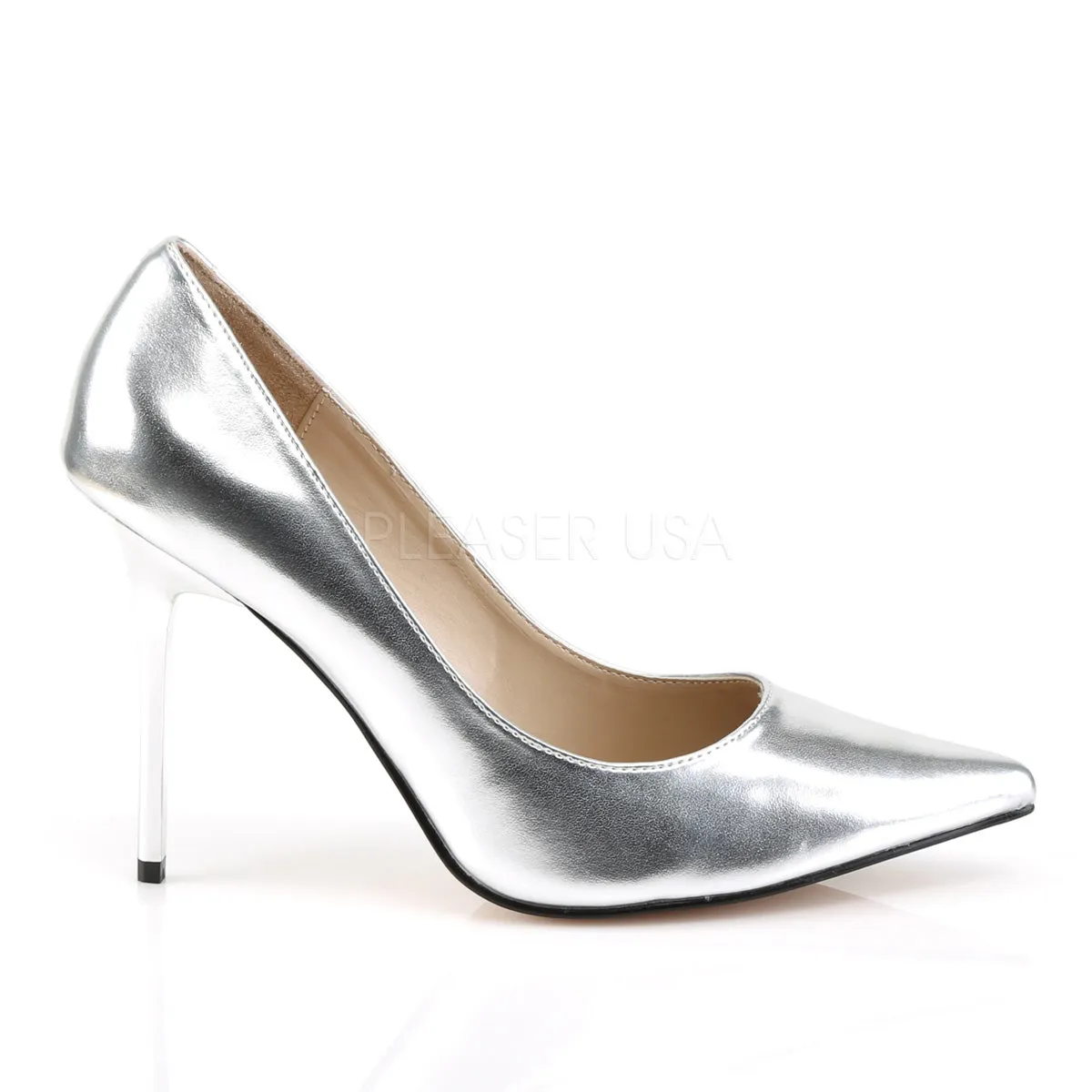 4 Inches Silver Metallic Classic Stilettos