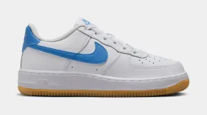 Air Force 1 Low Grade School Lifestyle Shoes (White/Gum Light Brown/Blue Beyond)