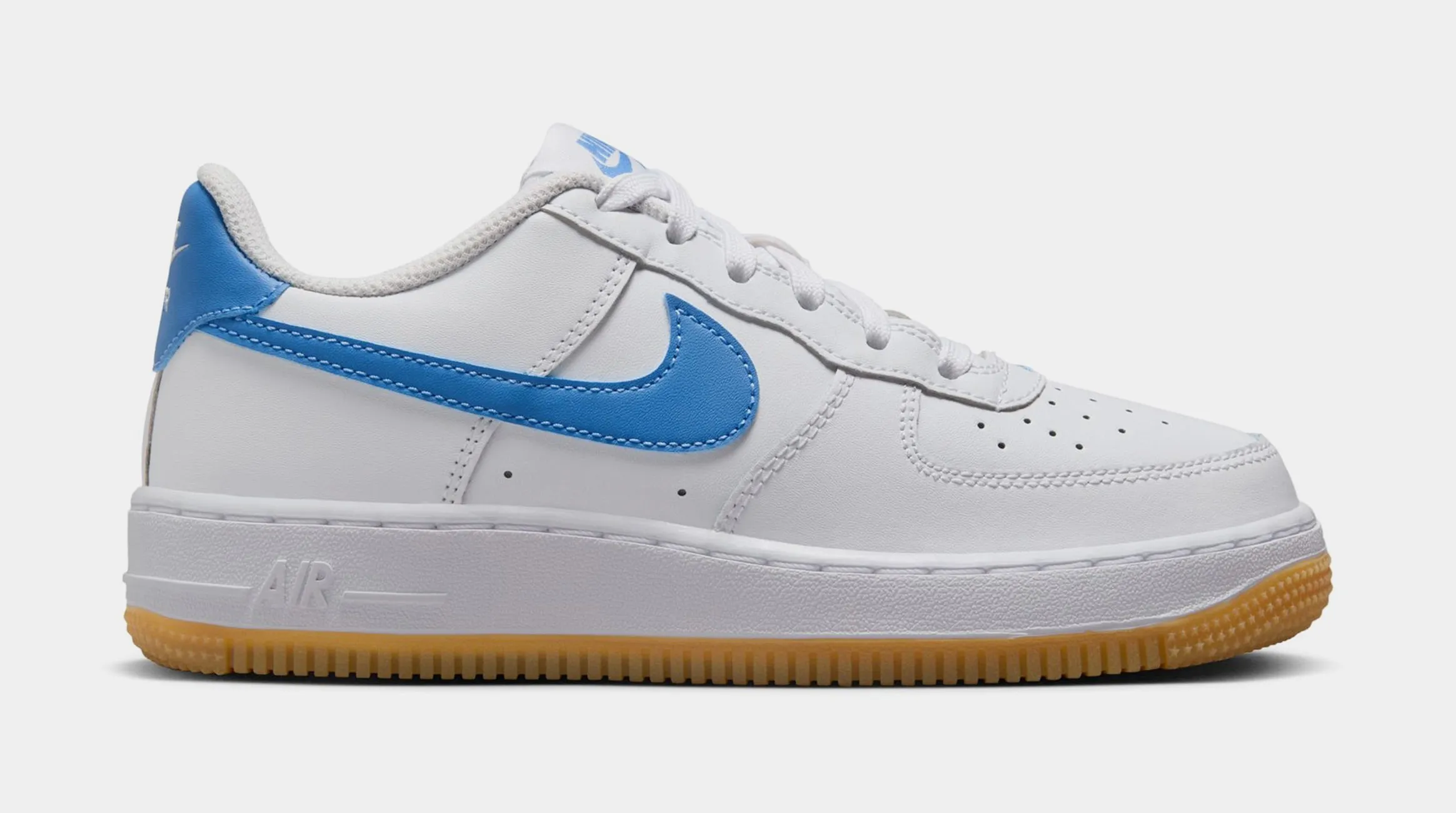 Air Force 1 Low Grade School Lifestyle Shoes (White/Gum Light Brown/Blue Beyond)
