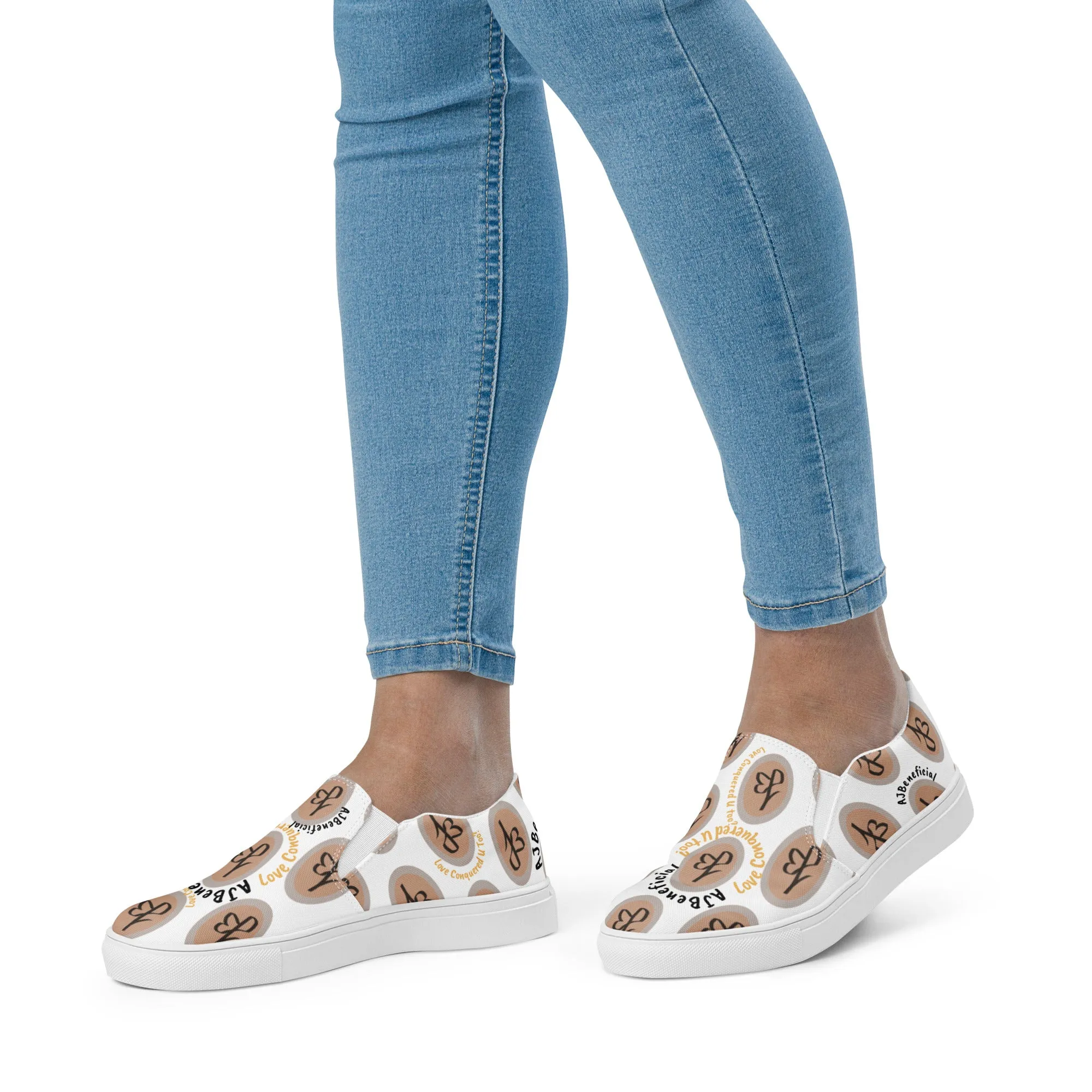 AJBeneficial Conquered Women’s slip-on canvas shoes on White