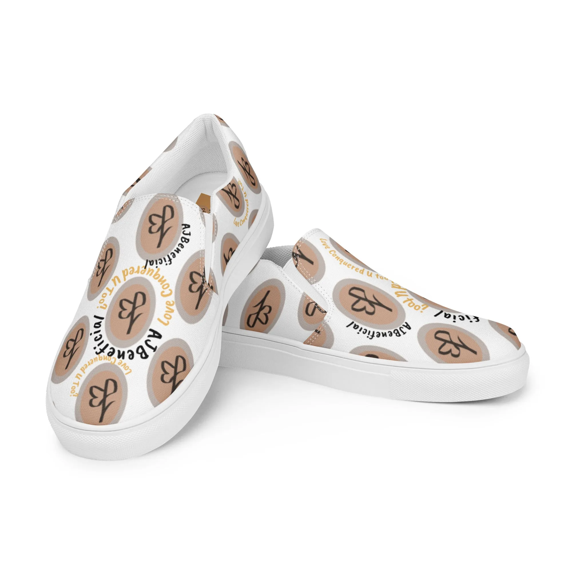 AJBeneficial Conquered Women’s slip-on canvas shoes on White