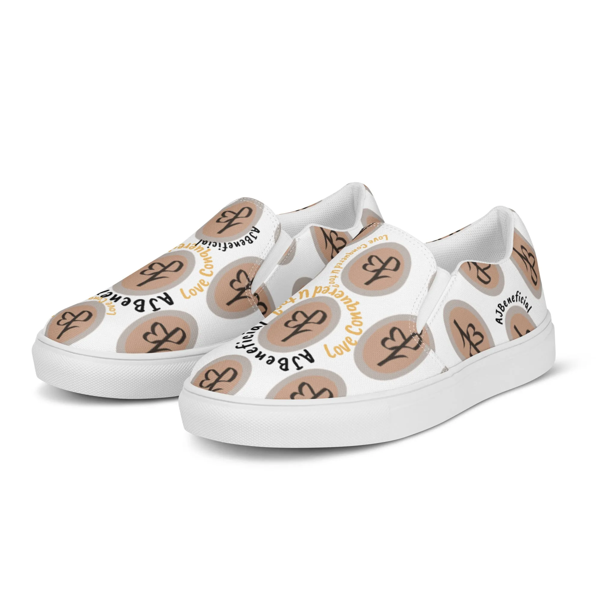 AJBeneficial Conquered Women’s slip-on canvas shoes on White