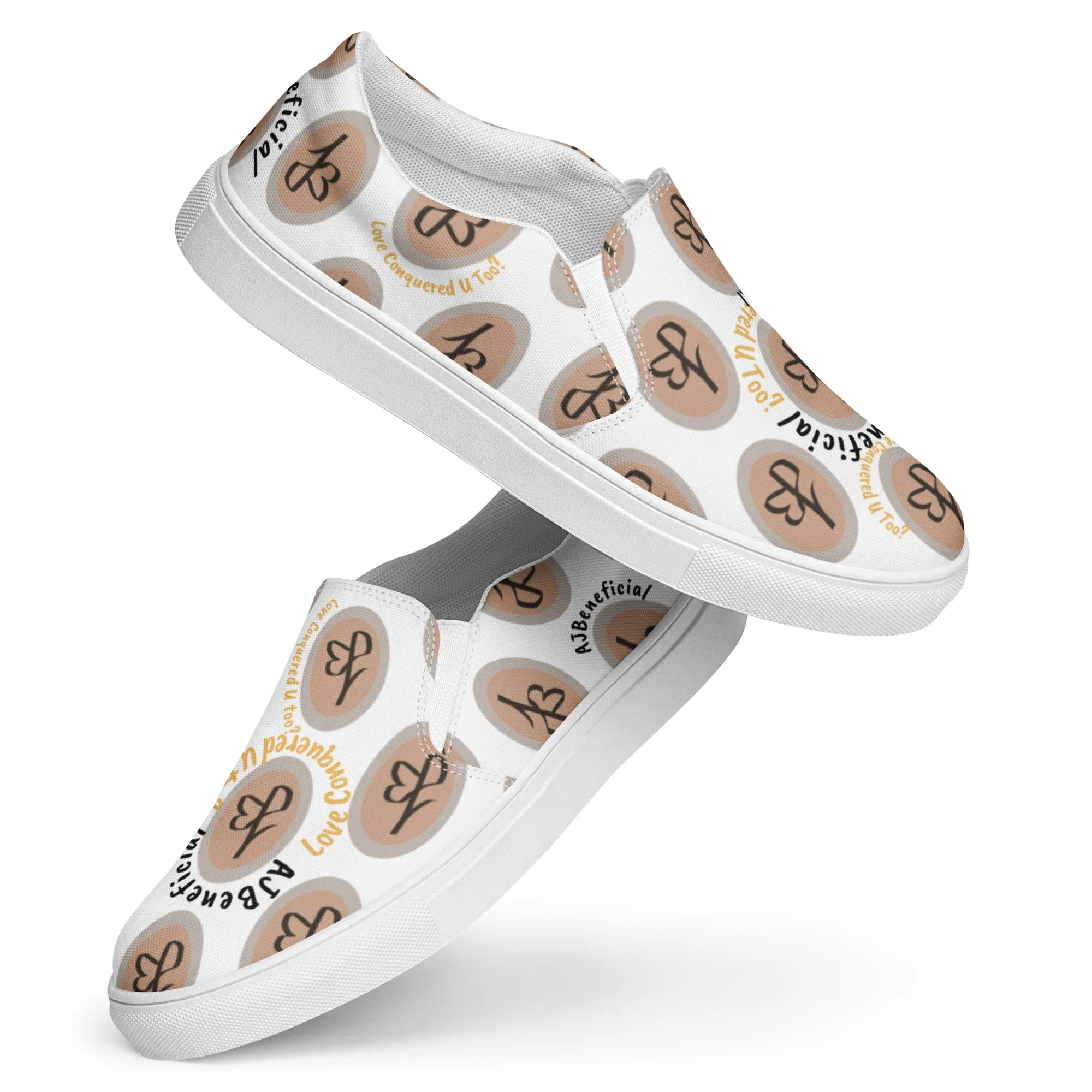 AJBeneficial Conquered Women’s slip-on canvas shoes on White