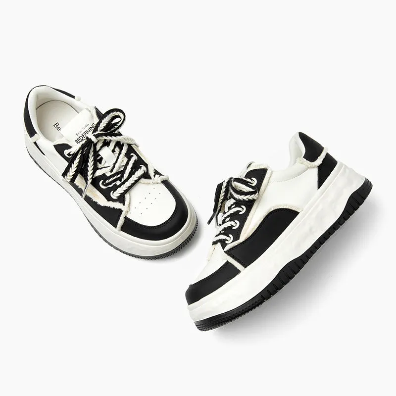 BeauToday Women's Mixed Color Lace Up Platform Sneakers with Breathable Air Sole