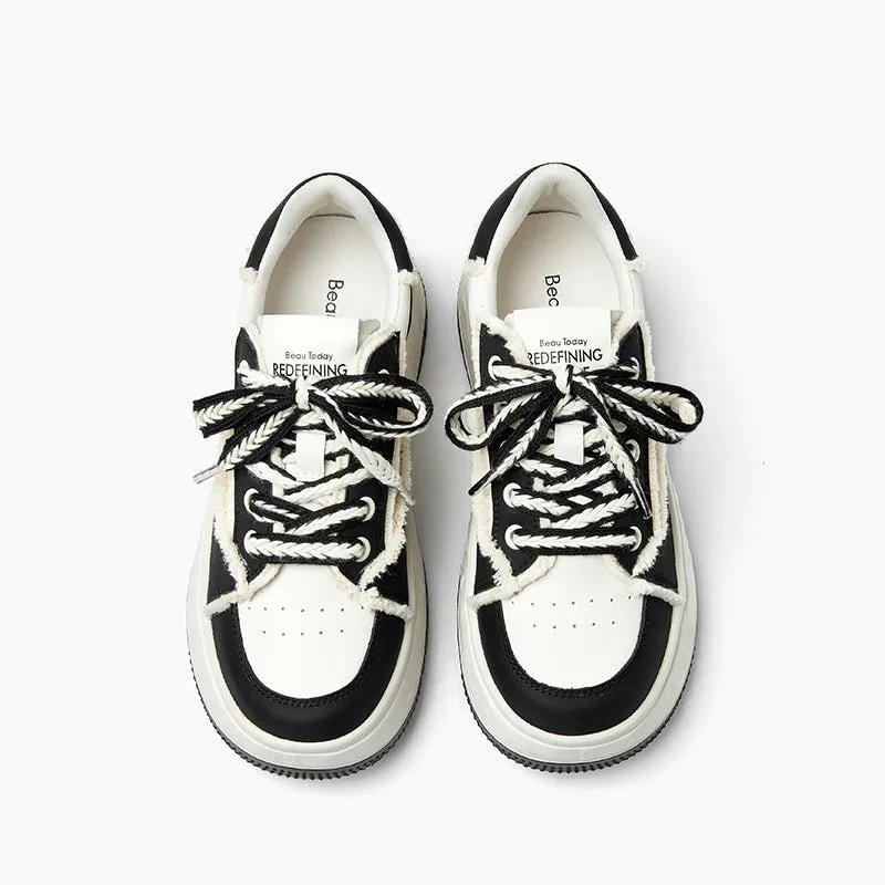 BeauToday Women's Mixed Color Lace Up Platform Sneakers with Breathable Air Sole