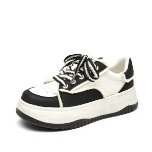 BeauToday Women's Mixed Color Lace Up Platform Sneakers with Breathable Air Sole