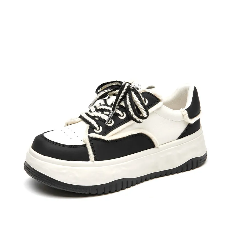 BeauToday Women's Mixed Color Lace Up Platform Sneakers with Breathable Air Sole
