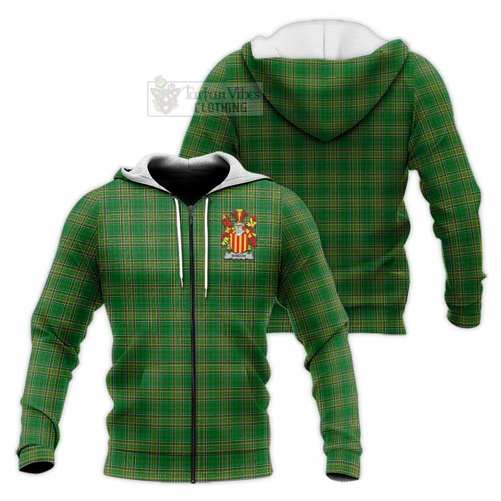 Bindon Irish Clan Tartan Knitted Hoodie with Coat of Arms