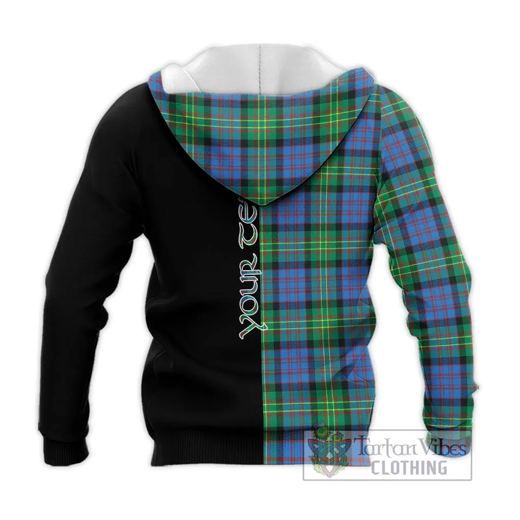 Bowie Ancient Tartan Knitted Hoodie with Family Crest and Half Of Me Style