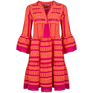 Ella Midi Dress - N.Orange/Fushia