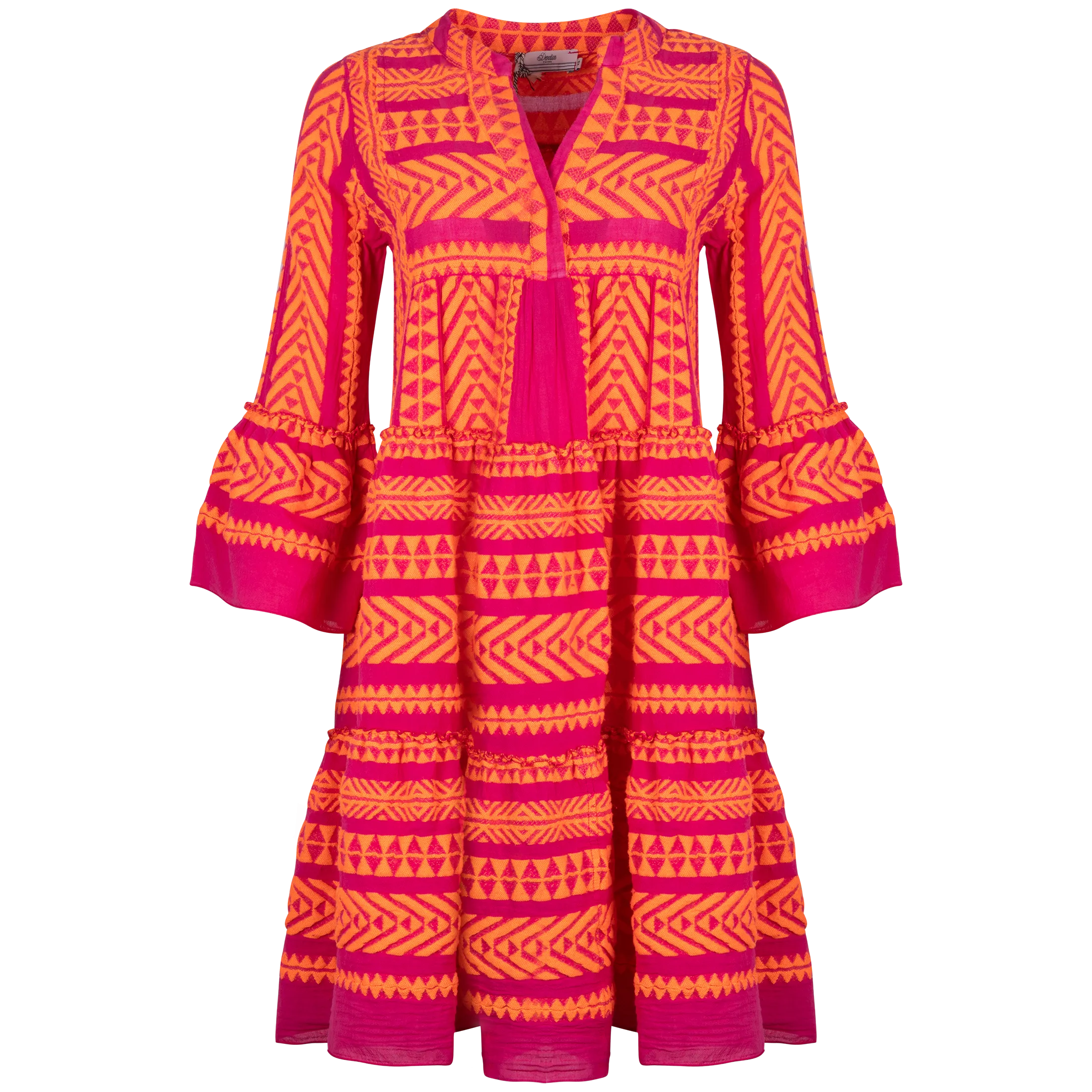 Ella Midi Dress - N.Orange/Fushia