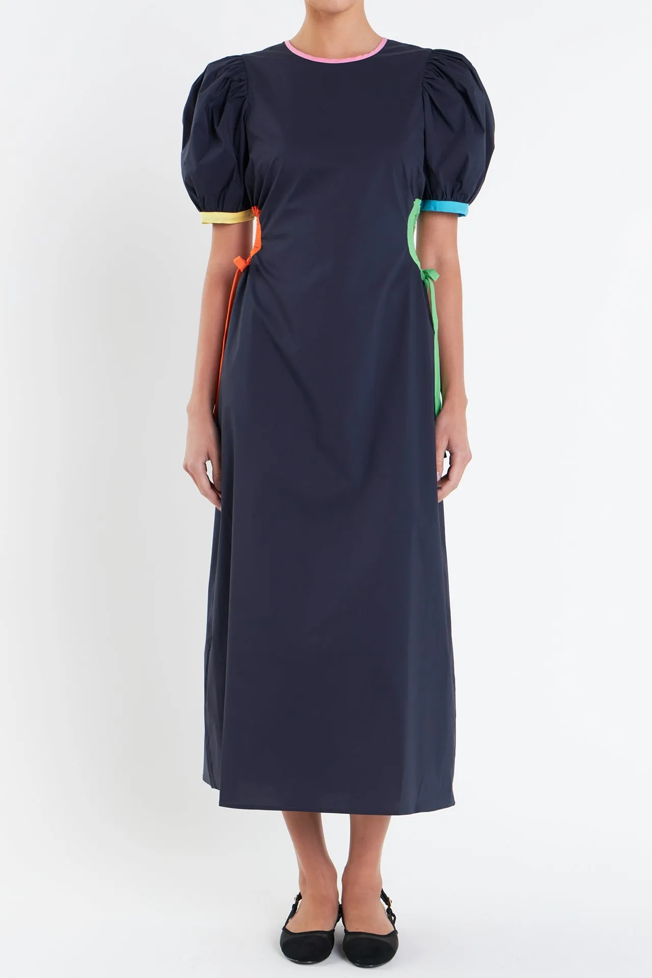 English Factory - Navy Color Block Midi Dress