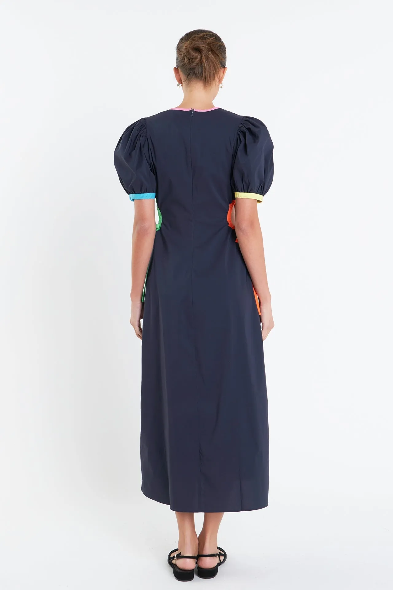 English Factory - Navy Color Block Midi Dress