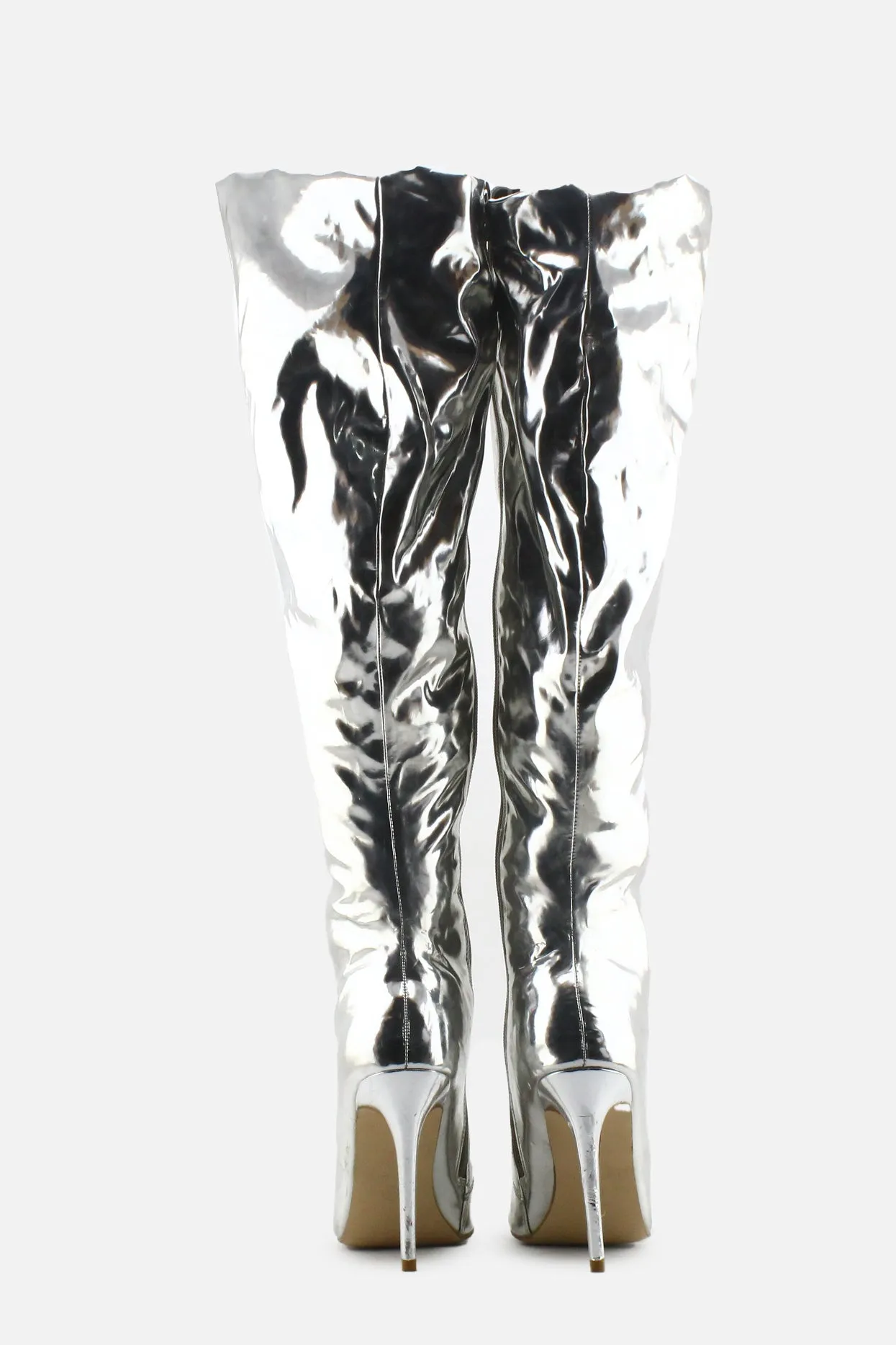 European Brand Zipper Stilettos Thigh High Boots | 100% Synthetic Leather
