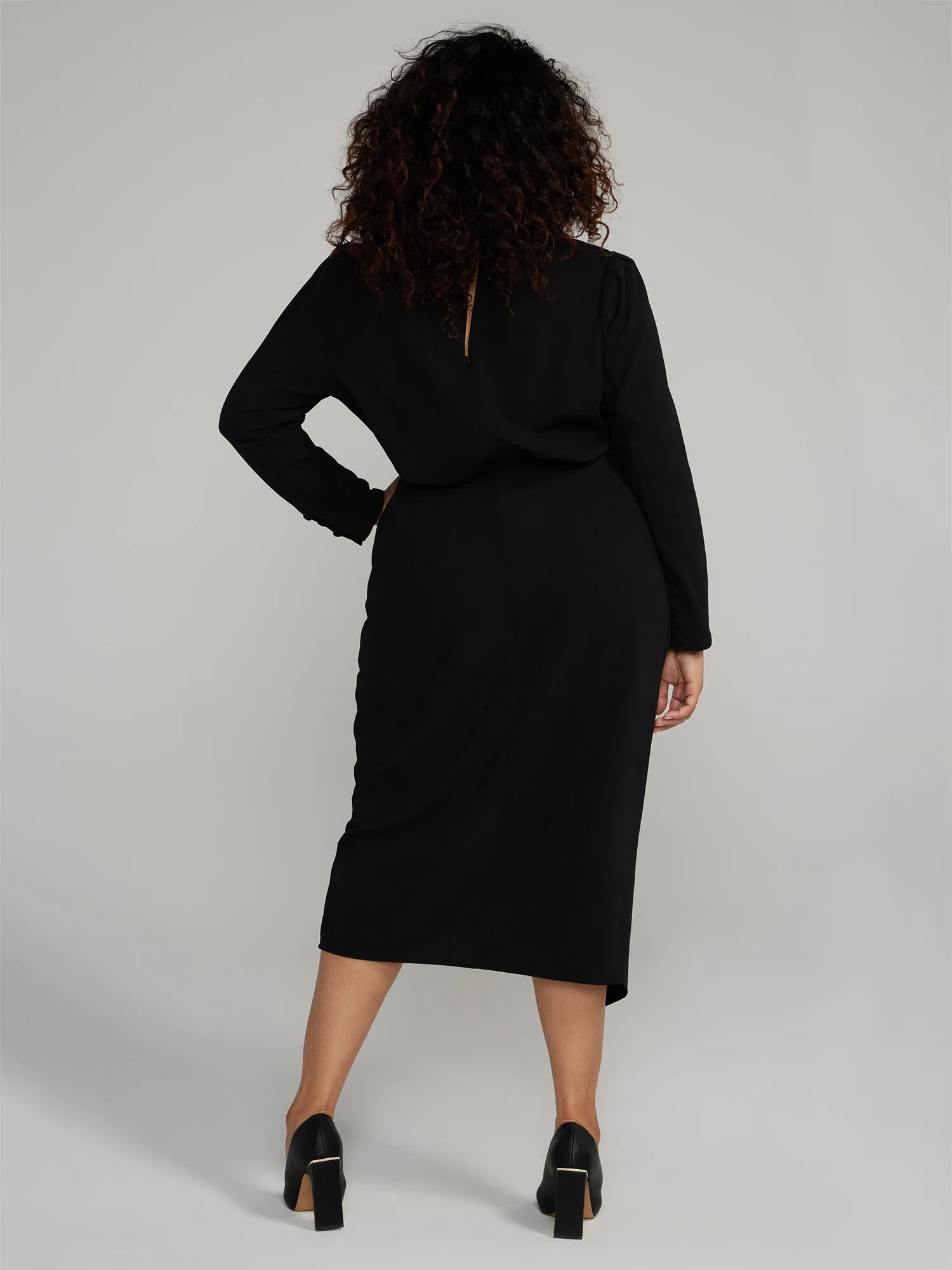 Fashion To Figure - Twist-Neck Keyhole Midi Dress