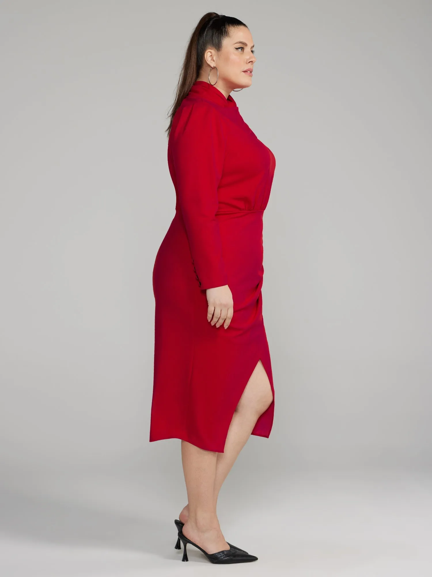 Fashion To Figure - Twist-Neck Keyhole Midi Dress