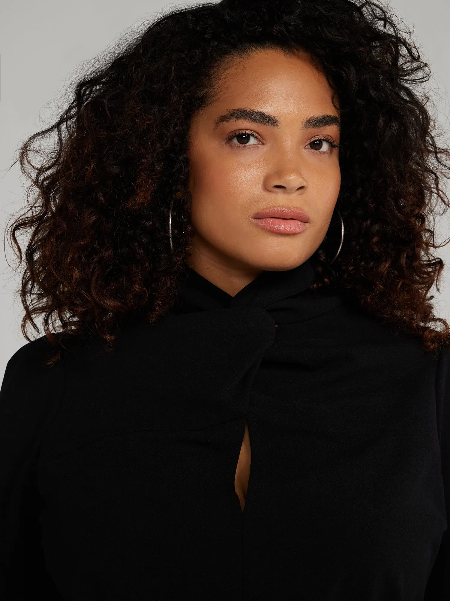 Fashion To Figure - Twist-Neck Keyhole Midi Dress