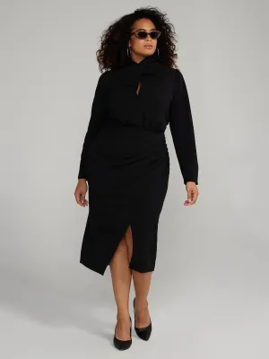 Fashion To Figure - Twist-Neck Keyhole Midi Dress