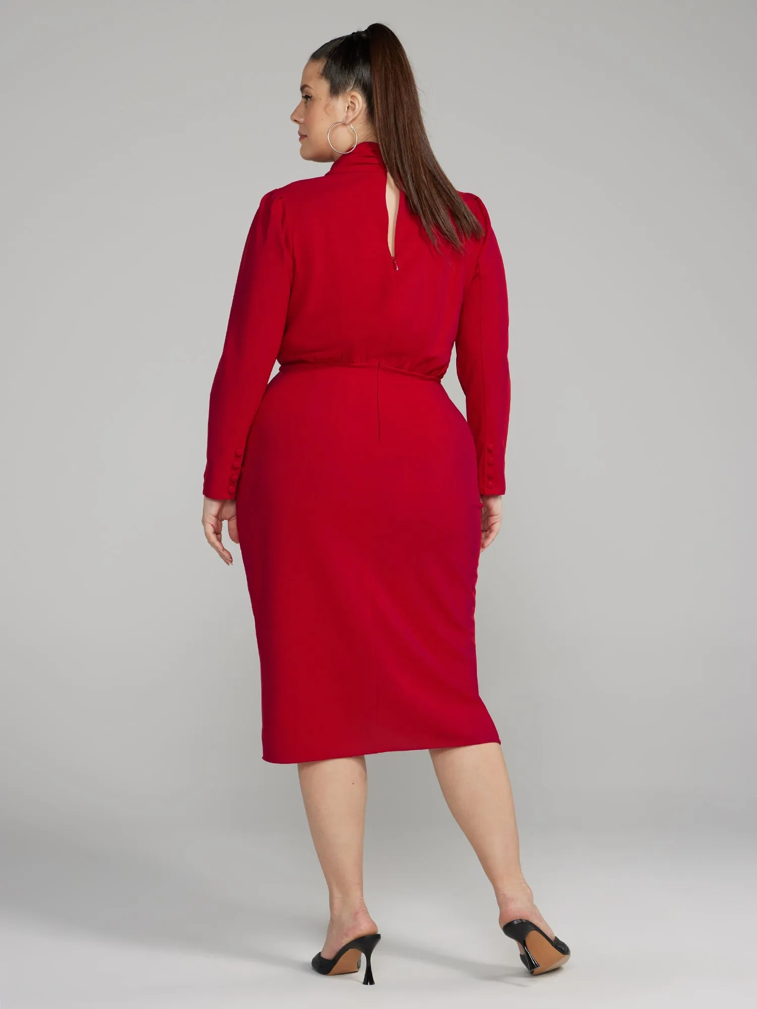 Fashion To Figure - Twist-Neck Keyhole Midi Dress