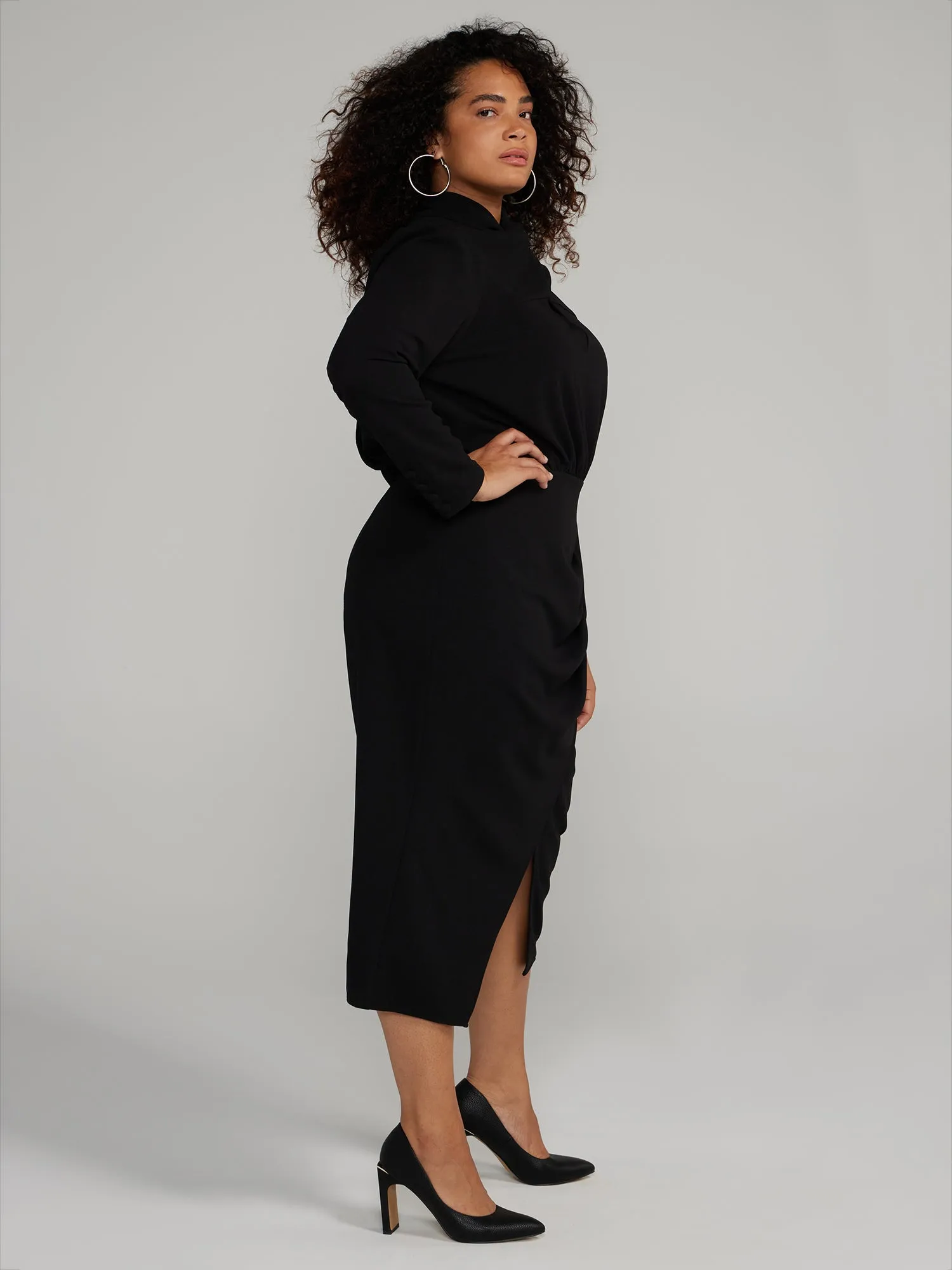 Fashion To Figure - Twist-Neck Keyhole Midi Dress