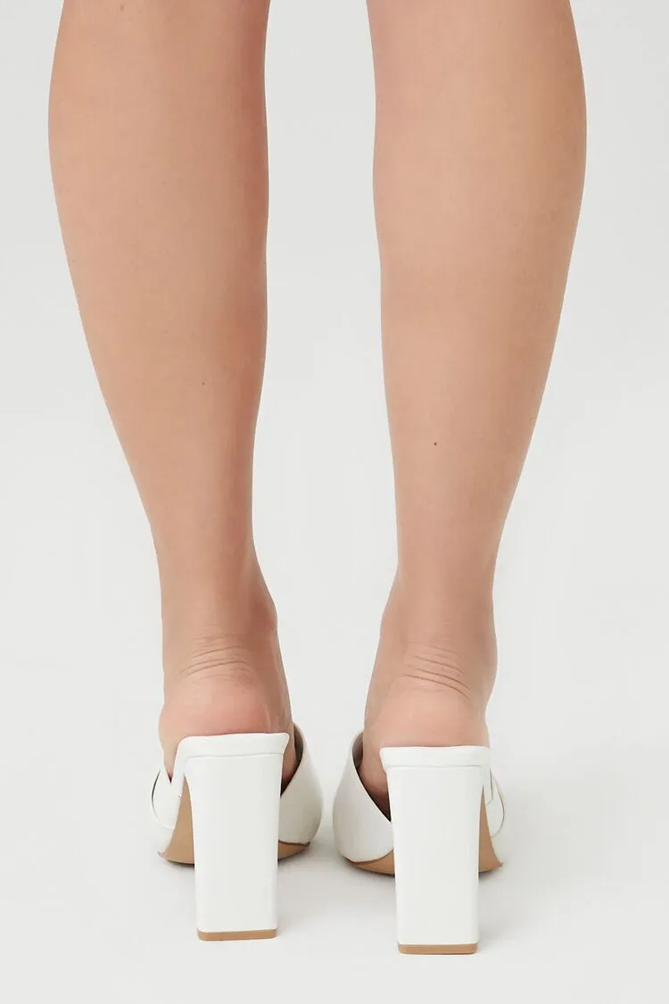Faux Croc Leather Block Heels