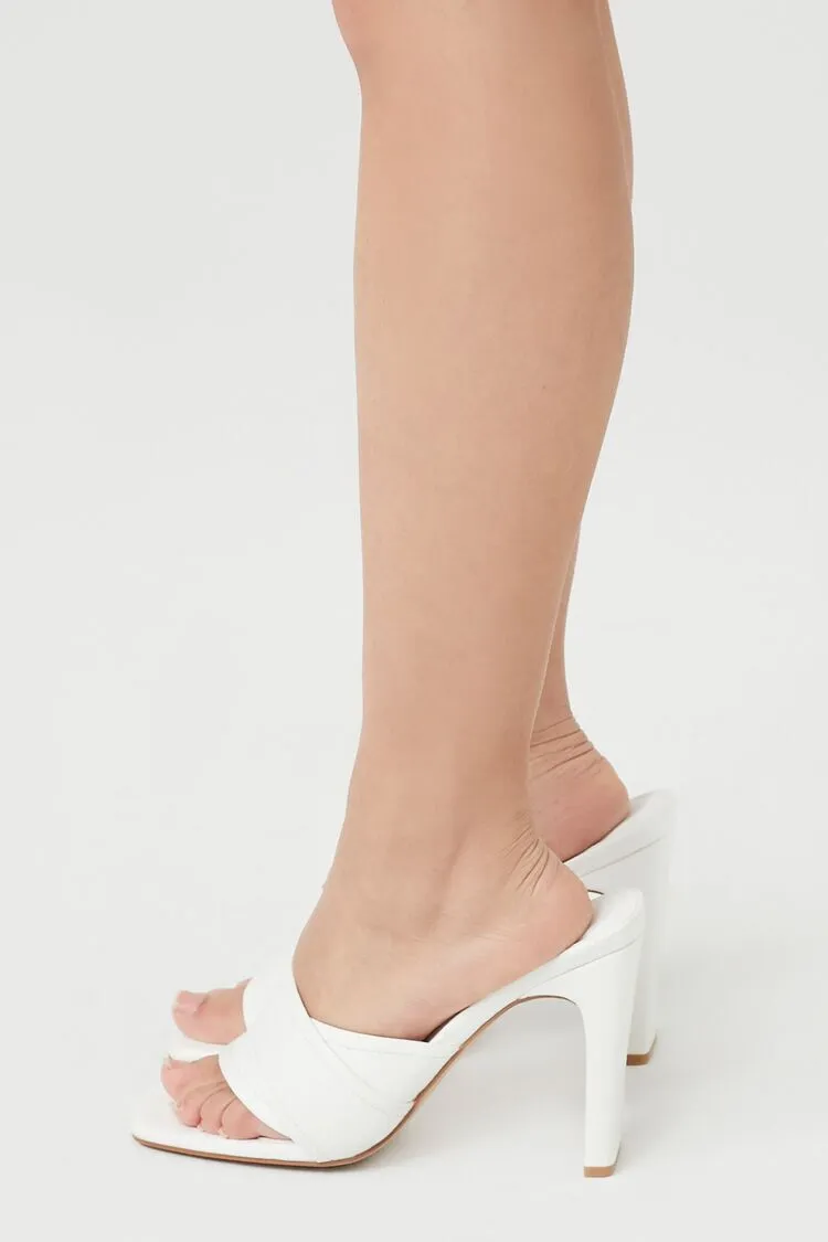 Faux Croc Leather Block Heels