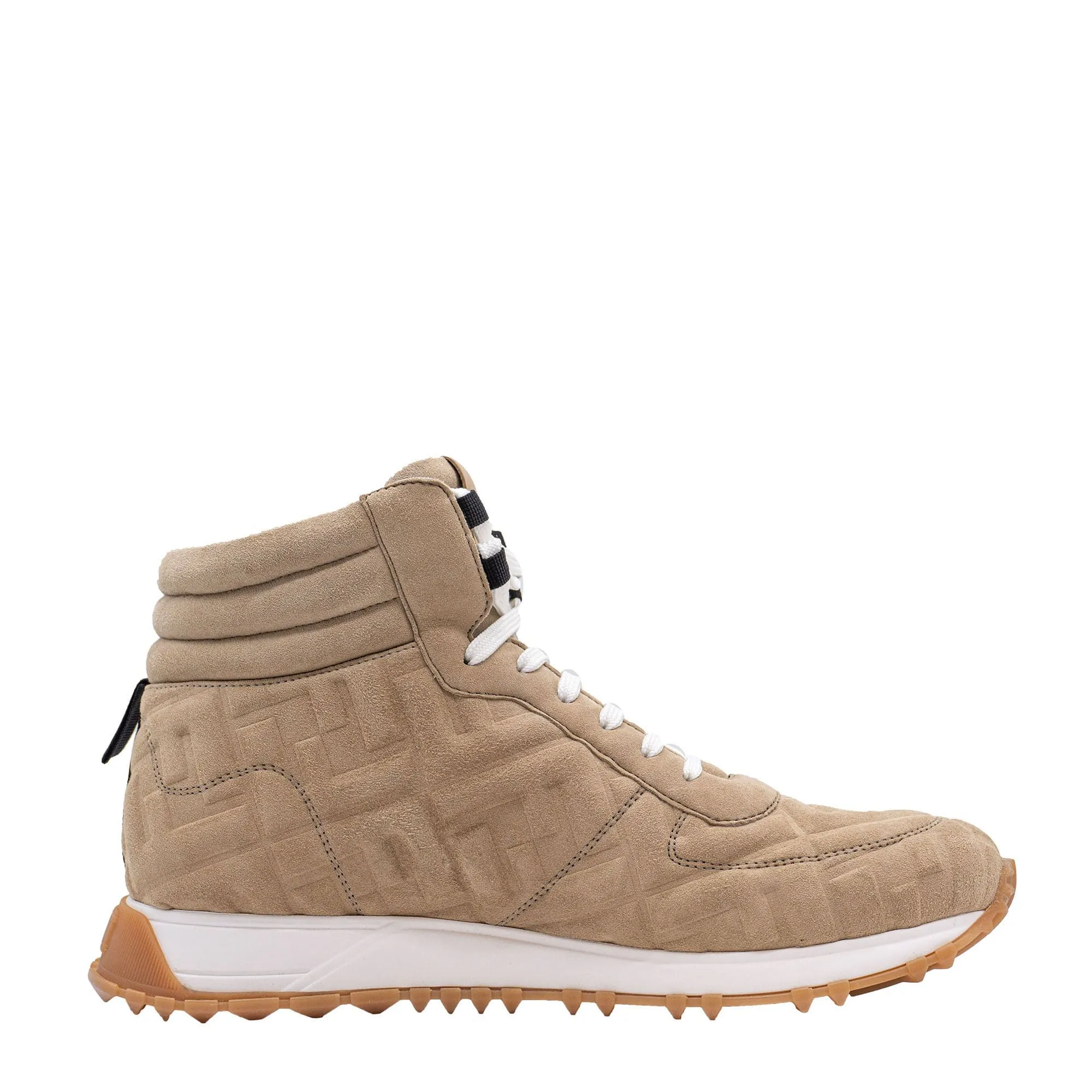 Fendi Suede FF Logo Leather High-Top Sneakers 7 SYCH055