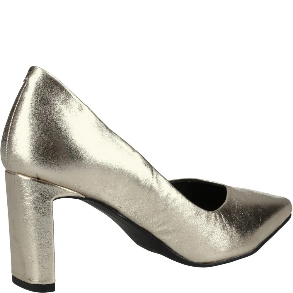 Gold Olivia Leather Court Shoes
