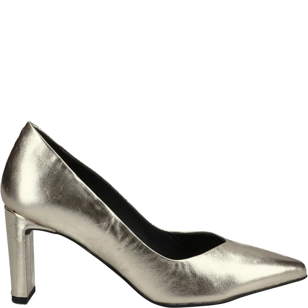 Gold Olivia Leather Court Shoes