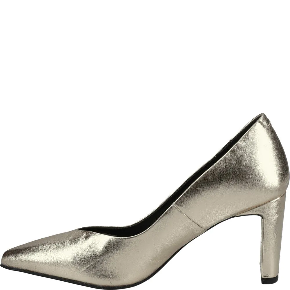 Gold Olivia Leather Court Shoes