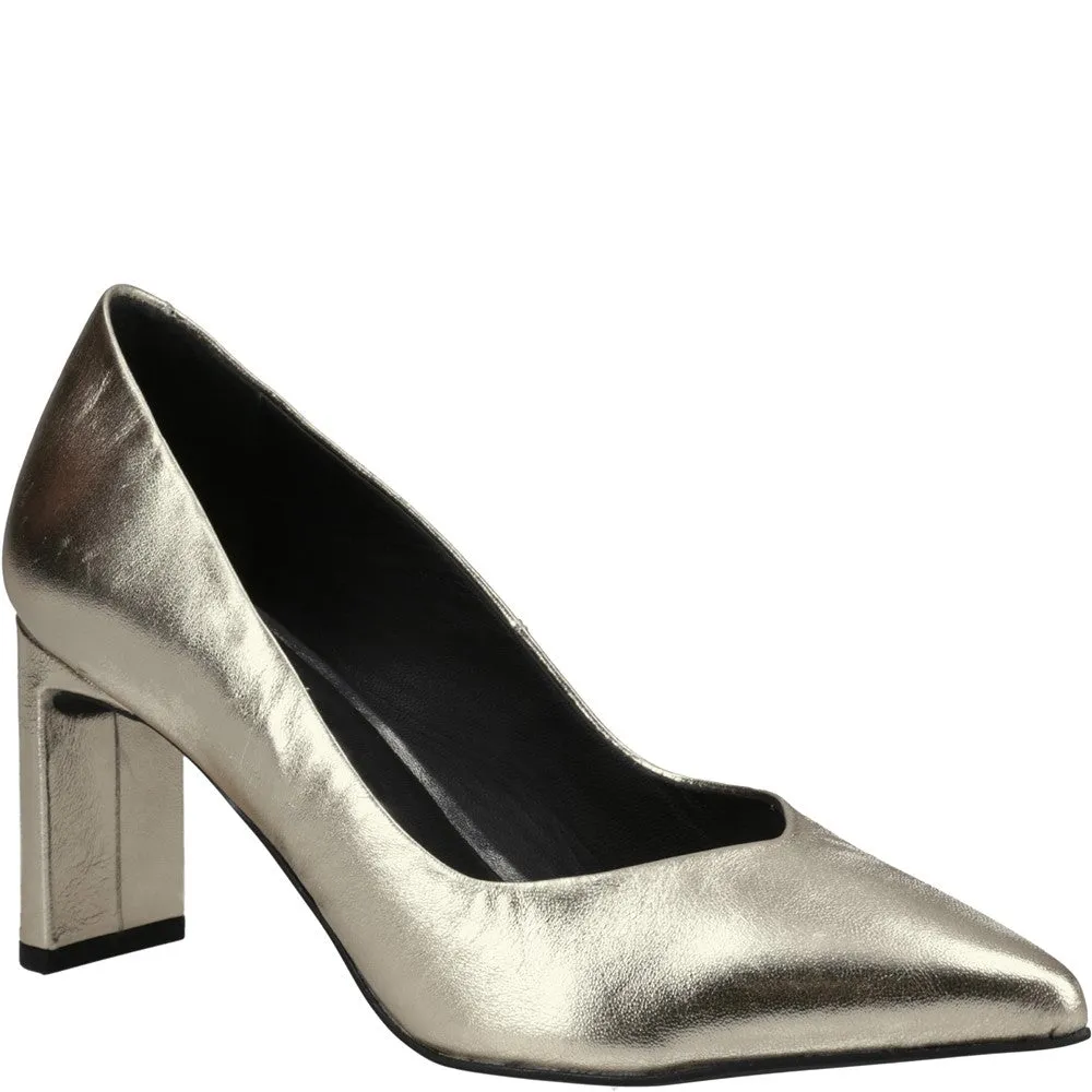 Gold Olivia Leather Court Shoes