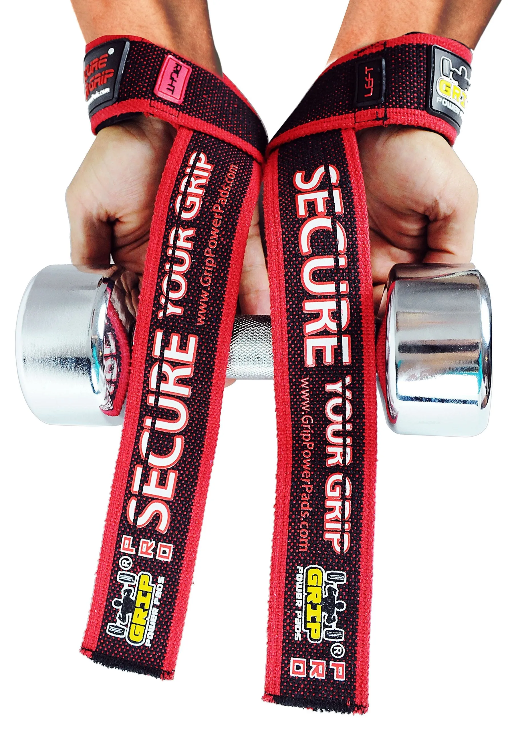 Grip Power Pads PRO Level Cotton Lifting Straps with Neoprene Wrist Pad Support & Silicone Grip Enhancement - Up to 24" Long Weightlifting Straps & 2" Wide for Maximum Support