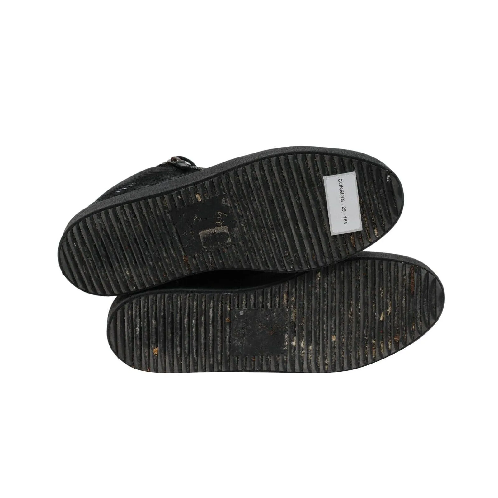 High Top Sneakers Black Croc Embossed Logo Zipper