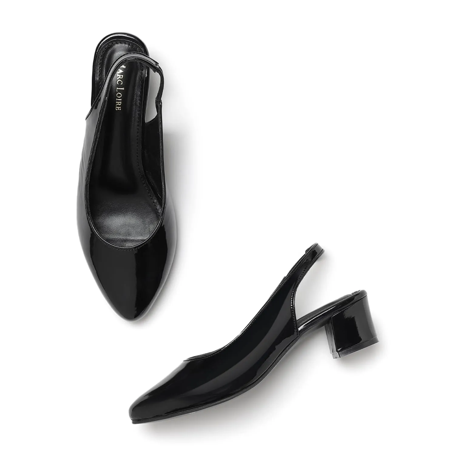 Marc Loire Pointed Toe Block Heel Fashion Sandal for Women (Black, 6)