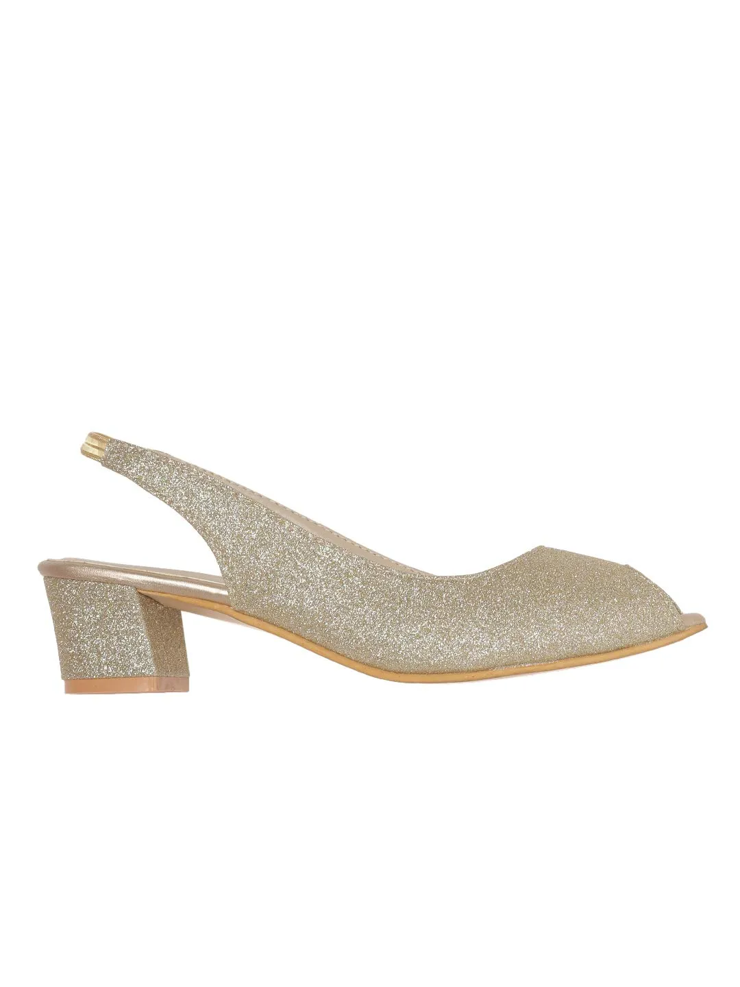 Marc Loire Women's Golden Peep Toe Block Heels Fashion Sandals, 5 UK