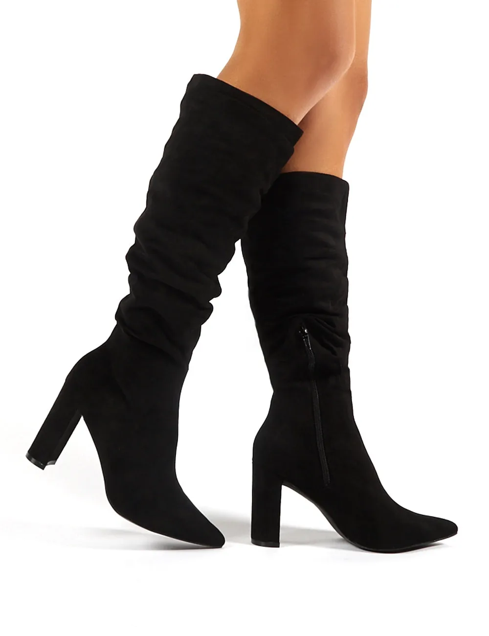 Mine Black Suede Knee High Boots