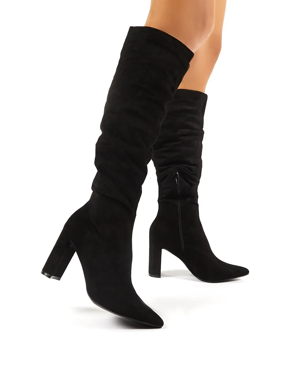 Mine Black Suede Knee High Boots