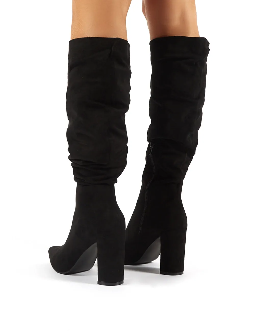 Mine Black Suede Knee High Boots