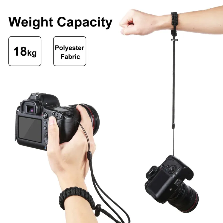PULUZ Braided Sport Anti-lost Camera Adjustable Wrist Strap (Black)