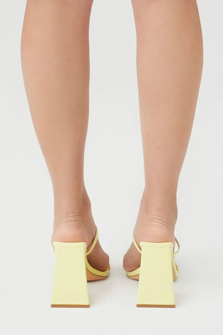 Rhinestone Buckle Block Heels