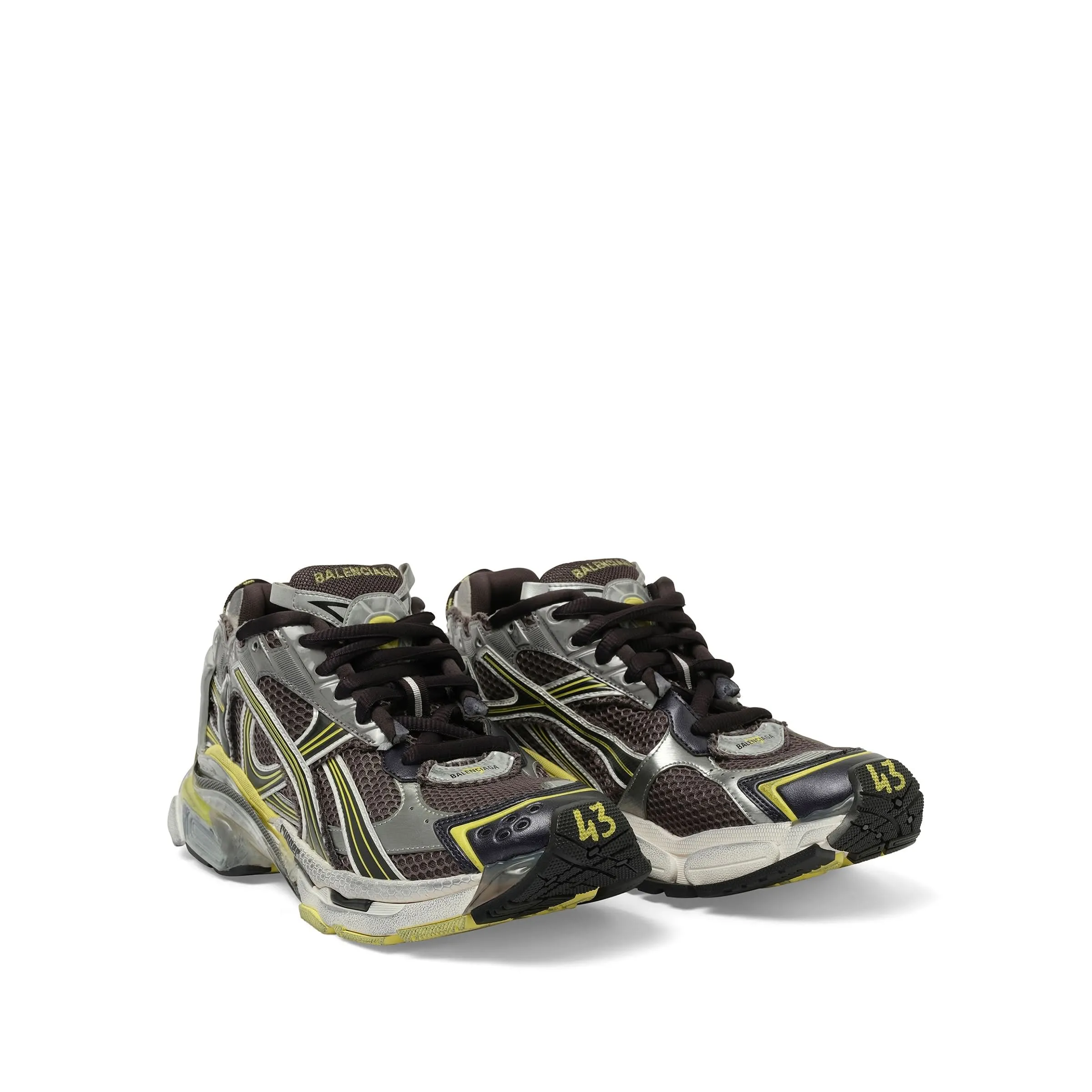 Runner Sneaker in Dark Grey/Yellow/White