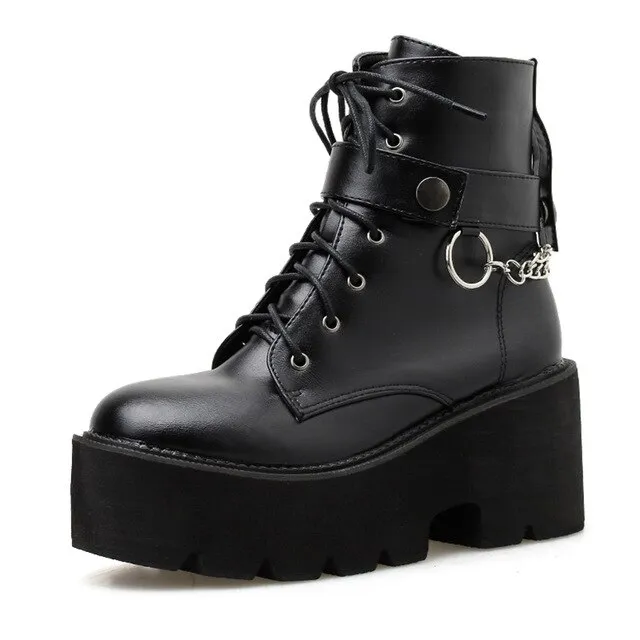 Samira Women's Black Gothic Style Platform Boots