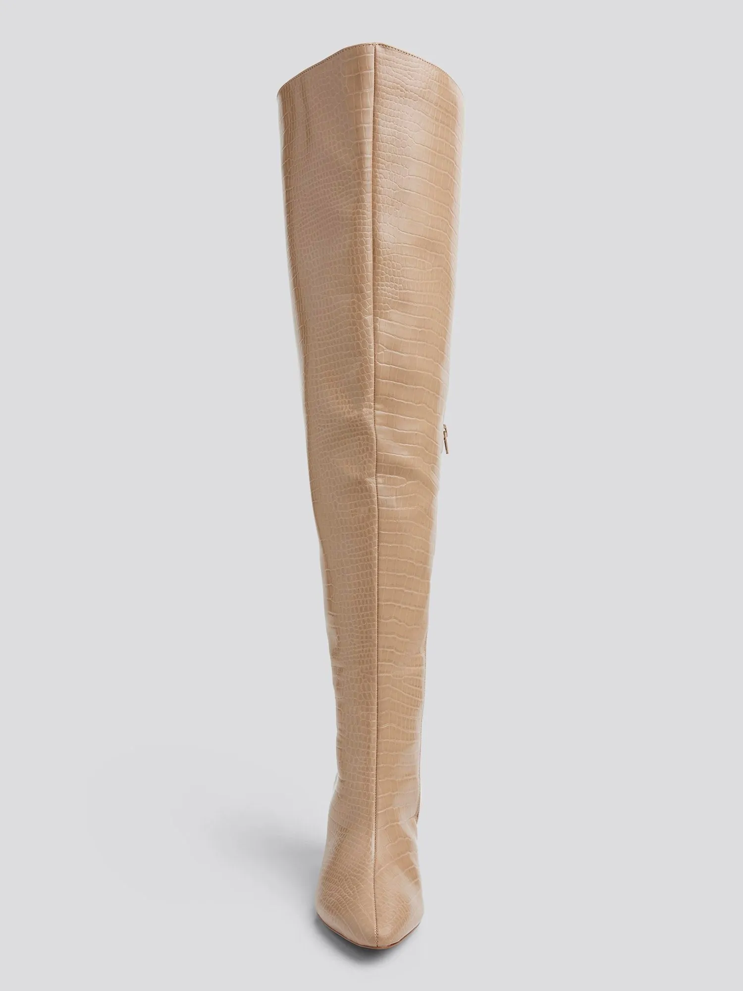 Timsah Croc Texture Thigh-High Boots - Nadia x FTF