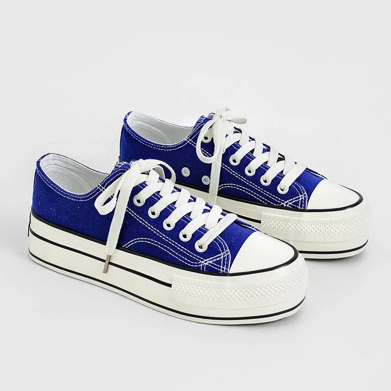 Women's High-low Top Height Increasing Classic Canvas Shoes