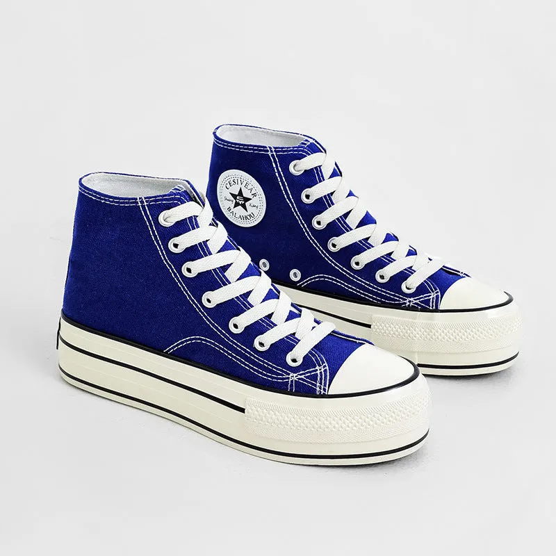 Women's High-low Top Height Increasing Classic Canvas Shoes