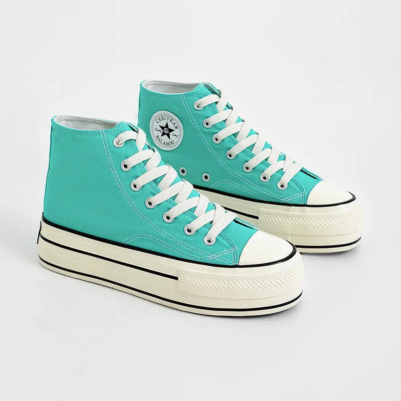Women's High-low Top Height Increasing Classic Canvas Shoes